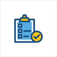 A checklist icon with a check mark and a pen vector