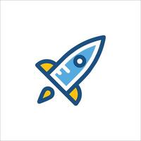 A rocket ship icon on a white background vector