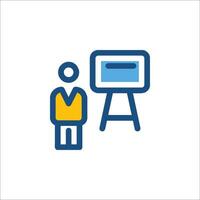 A man stands in front of a whiteboard with a blue marker vector