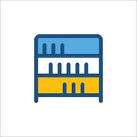 A blue and yellow icon of a shelf vector