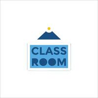A class room logo with a mountain in the background vector