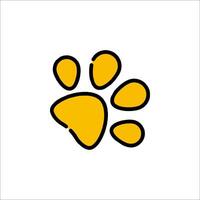 A yellow paw print icon on a white background vector