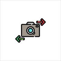 A camera with an arrow pointing to it vector