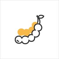 A fruit with a yellow and white outline vector