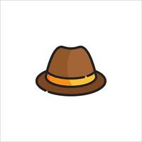 A brown hat with a yellow band on it vector