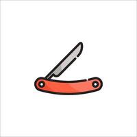 A knife with a red handle on a white background vector