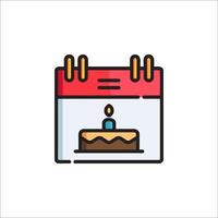 Calendar icon with a cake on it vector