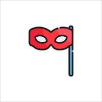 A red mask with a stick on it vector