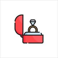 An engagement ring in a red box vector