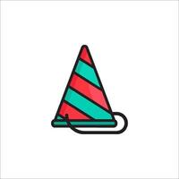 A party hat icon with a red and green stripe vector
