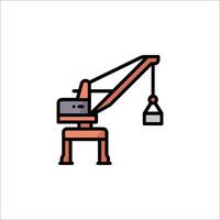 A crane with a bucket on it, isolated on a white background vector