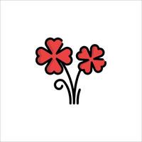 A red flower with leaves on it is shown in a simple design vector