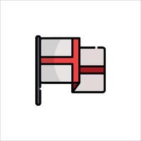 The flag of england is shown in a flat line icon vector