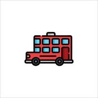 A red school bus icon on a white background vector