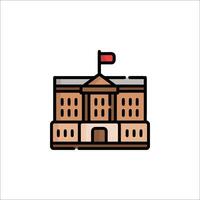 The white house icon, with a flag on top vector