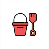 A bucket and shovel icon on a white background vector