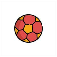 A soccer ball with a red and yellow design vector
