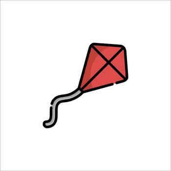 A kite with a red string and a black tail vector