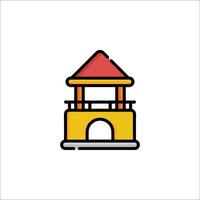 A small building with a red roof on it vector