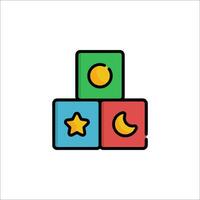 A colorful icon of a cube with a star and moon vector