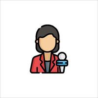 A woman with a microphone icon vector