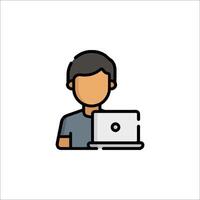 A man with a laptop icon on a white background vector