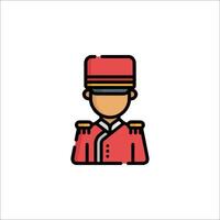 A soldier in a red uniform icon vector