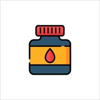 A bottle of ink with a red drop on top vector
