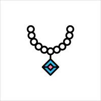 A necklace with a blue and pink diamond on it vector