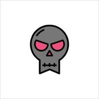 A skull with pink eyes and a black face vector