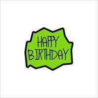 A green happy birthday sticker on a white background vector