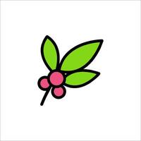 A green leaf and berries icon on a white background vector