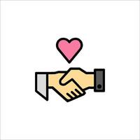 Handshake with heart icon vector