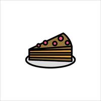 A piece of cake on a plate icon vector