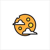 Moon and clouds icon vector