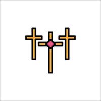 Three crosses with a pink diamond in the middle vector