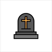 A grave with a cross on top of it vector