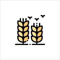 A wheat field with two birds flying over it vector