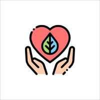 Hands holding a heart with a leaf in it vector