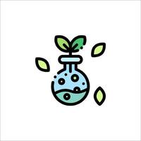 A green plant in a flask icon vector