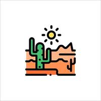 A cactus and sun icon on a white background vector