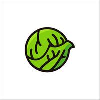 A green cabbage logo with a black outline vector