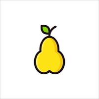 A pear icon with a green leaf on it vector