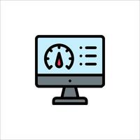 A computer monitor with a speedometer icon vector