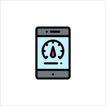 A smartphone with a speedometer icon on it vector