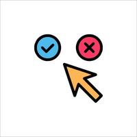 A check mark and an arrow pointing to it vector