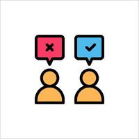 Two people with different colored speech bubbles vector
