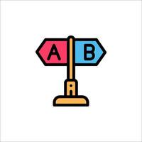 A colorful sign with two arrows pointing in different directions vector