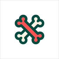 A red and green cross with two bones on it vector
