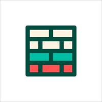 A brick wall icon with red and green squares vector